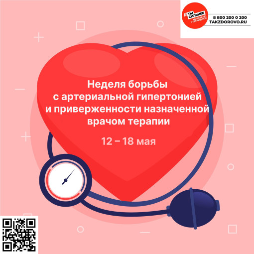 Неделя борьбы  с артериальной гипертонией  и приверженности назначенной врачом терапии (в честь Всемирного дня борьбы с артериальной гипертонией 17 мая).